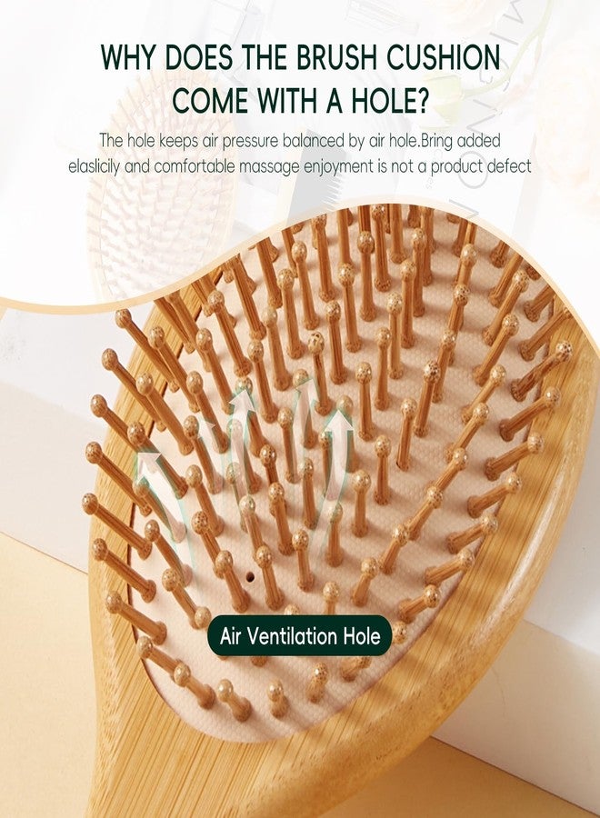 Combetter Bamboo Hair Brush and Comb Set, Massage Scalp Detangling Hairbrush for Hair Growth, Bakelite Durable Anti Static Wide-Tooth Comb & Rat Tail Comb for Women, Men, Kid - Image 2